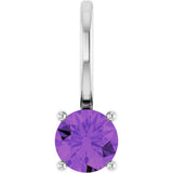 Platinum Round Amethyst Solitaire Pendant - view 4