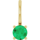 14K Gold Round Emerald Solitaire Pendant - Yellow Gold - view 4