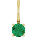 14K Gold Round Lab-Grown Emerald Solitaire Pendant - Yellow Gold - view 4
