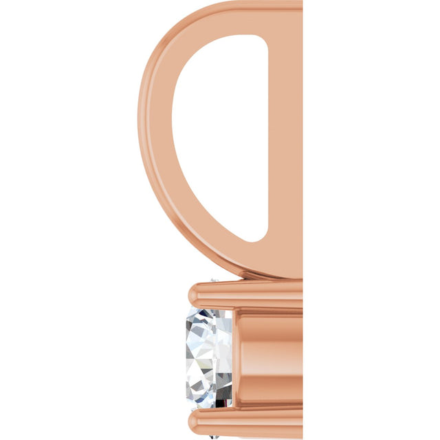 14K Gold Round Natural Diamond Solitaire Pendant – 4mm Stones - Rose Gold - view 6