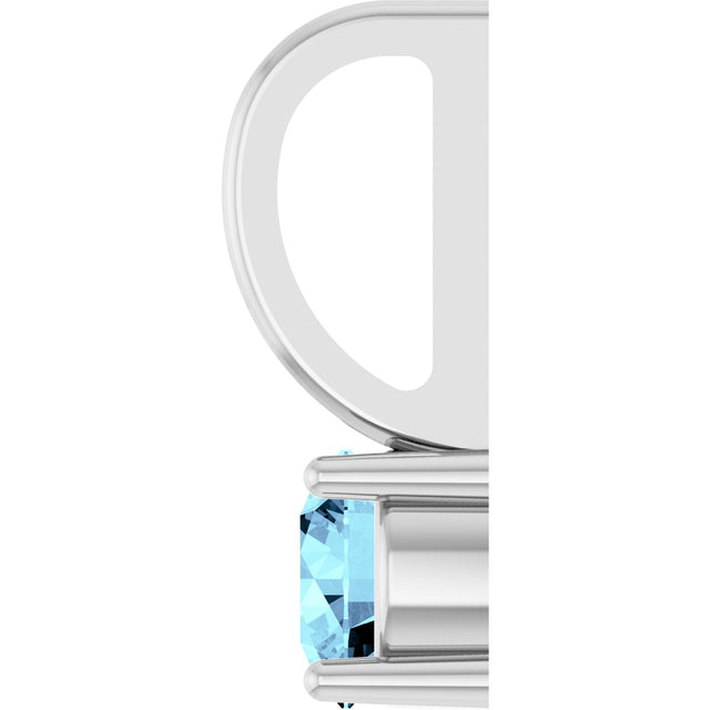 Platinum Round Aquamarine Solitaire Pendant - view 6