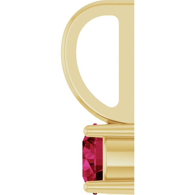 14K Gold Round Lab-Grown Ruby Solitaire Pendant - Yellow Gold - view 6