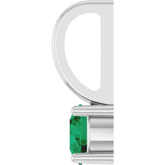 Platinum Round Lab-Grown Emerald Solitaire Pendant - view 6