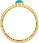 14K Gold Round Natural Turquoise Cabochon Solitaire Ring - Yellow Gold - view 2