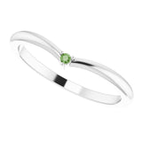 Platinum Round Natural Green Tourmaline Stackable V Ring - view 5