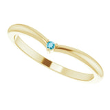 14K Gold Round Natural London Blue Topaz Stackable V Ring - Yellow Gold - view 5