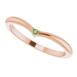 14K Gold Round Natural Green Tourmaline Stackable V Ring - Rose Gold - view 5