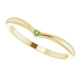 14K Gold Round Natural Green Tourmaline Stackable V Ring - Yellow Gold - view 5