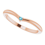 14K Gold Round Natural London Blue Topaz Stackable V Ring - Rose Gold - view 5