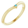 14K Gold Round Natural London Blue Topaz Stackable V Ring - Yellow Gold