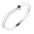 Platinum Round Natural Rhodolite Garnet Stackable V Ring