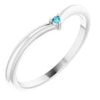 Platinum Round Natural London Blue Topaz Stackable V Ring