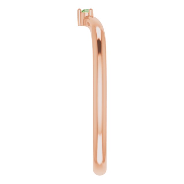 14K Gold Round Natural Green Tourmaline Stackable V Ring - Rose Gold - view 4