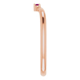 14K Gold Round Natural Rhodolite Garnet Stackable V Ring - Rose Gold - view 4