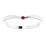 Platinum Round Natural Rhodolite Garnet Stackable V Ring - view 3