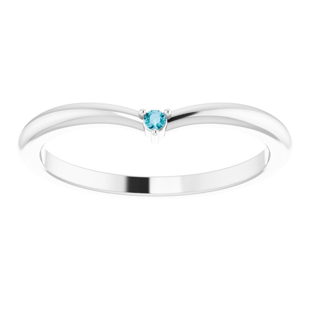 Platinum Round Natural London Blue Topaz Stackable V Ring - view 3