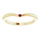 14K Gold Round Natural Rhodolite Garnet Stackable V Ring - Yellow Gold - view 3
