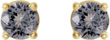 14K Gold Natural Gray Spinel Round 4-Prong Lightweight Stud Earrings - Yellow Gold - view 8