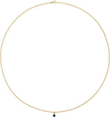 14K Gold Round Natural Blue Sapphire Bezel-Set Solitaire Necklace