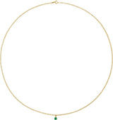 14K Gold Round Natural Emerald Bezel-Set Solitaire Necklace - Yellow Gold