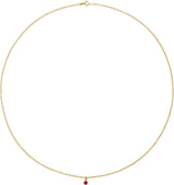 14K Gold Round Natural Ruby Bezel-Set Solitaire Necklace - Yellow Gold