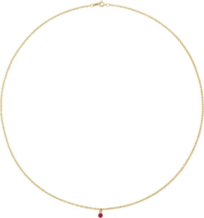 14K Gold Round Natural Ruby Bezel-Set Solitaire Necklace - Yellow Gold