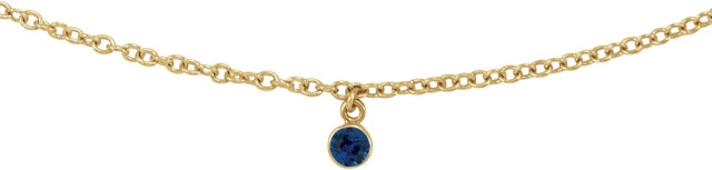 14K Gold Round Natural Blue Sapphire Bezel-Set Solitaire Necklace - view 2
