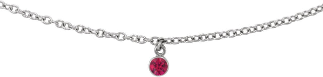 14K Gold Round Natural Ruby Bezel-Set Solitaire Necklace - White Gold - view 2