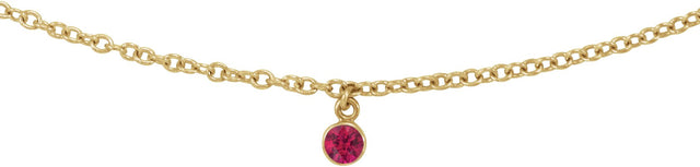 14K Gold Round Natural Ruby Bezel-Set Solitaire Necklace - Yellow Gold - view 2