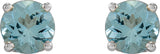 14K Gold Natural Aquamarine Round 4-Prong Stud Earrings – 4-6.5mm Stones - White Gold - view 2