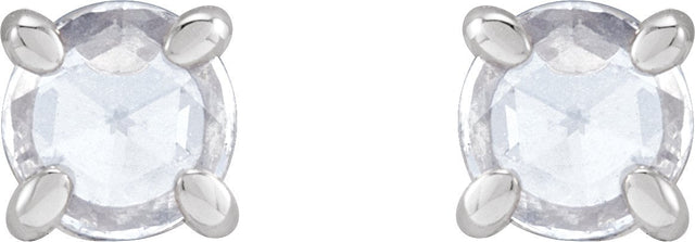 Platinum Natural Diamond Round 4-Prong Claw Rose-Cut Stud Earrings - view 4