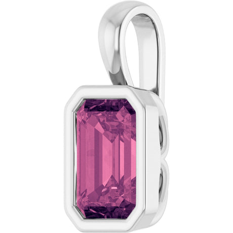 Platinum Emerald Natural Pink Tourmaline Solitaire Pendant - view 2