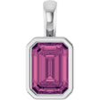 Platinum Emerald Natural Pink Tourmaline Solitaire Pendant