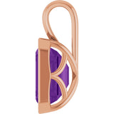 14K Gold Emerald Natural Amethyst Solitaire Pendant - Rose Gold - view 3