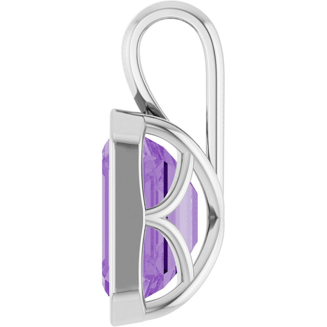 14K Gold Emerald Lab-Grown Purple Sapphire Solitaire Pendant - White Gold - view 3