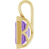 14K Gold Emerald Lab-Grown Purple Sapphire Solitaire Pendant - Yellow Gold - view 3