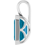Platinum Emerald Natural London Blue Topaz Solitaire Pendant - view 3