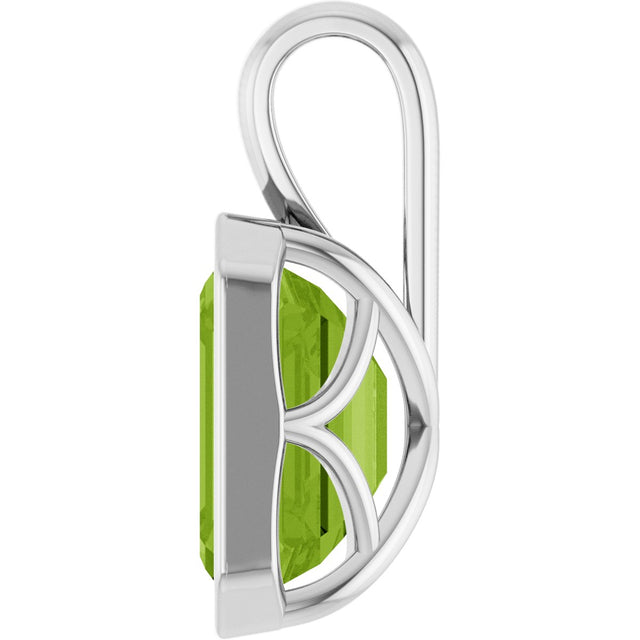 14K Gold Emerald Natural Peridot Solitaire Pendant - White Gold - view 3