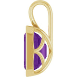 14K Gold Emerald Natural Amethyst Solitaire Pendant - Yellow Gold - view 3