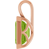 14K Gold Emerald Natural Peridot Solitaire Pendant - Rose Gold - view 3