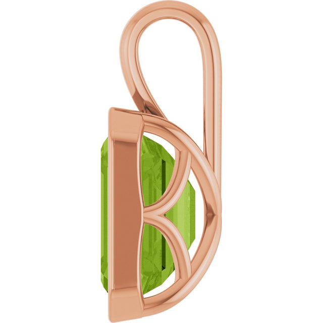 14K Gold Emerald Natural Peridot Solitaire Pendant - Rose Gold - view 3