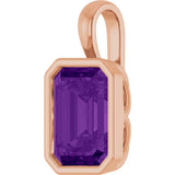 14K Gold Emerald Natural Amethyst Solitaire Pendant - Rose Gold - view 2