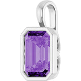 14K Gold Emerald Lab-Grown Purple Sapphire Solitaire Pendant - White Gold - view 2