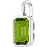 14K Gold Emerald Natural Peridot Solitaire Pendant - White Gold - view 2