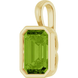 14K Gold Emerald Natural Peridot Solitaire Pendant - Yellow Gold - view 2