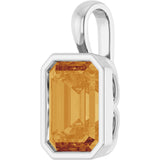 Platinum Emerald Natural Citrine Solitaire Pendant - view 2