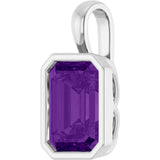 14K Gold Emerald Natural Amethyst Solitaire Pendant - White Gold - view 2
