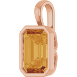 14K Gold Emerald Natural Citrine Solitaire Pendant - Rose Gold - view 2