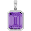 Platinum Emerald Lab-Grown Purple Sapphire Solitaire Pendant