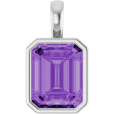 Platinum Emerald Lab-Grown Purple Sapphire Solitaire Pendant
